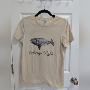 Bella Canvas Cream Graphic Tee with Subtle Blue Whale